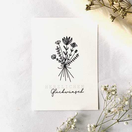 Postkarte 'Herzlichen Glückwunsch'